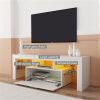 FashionTVstandTVcabinet,EntertainmentCenter,TVstationTV console,media console,with LEDlight belt,light belt remote control,toughenedglassshelf,metal h