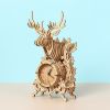 New 3D DIY Wood Clock Puzzle Jigsaw Vintage Deer Clock Model Creative Assembled Puzzle Toys Gifts For Adults Gift Table Decor