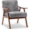 Mid-Century Modern Chair, Living Room Chair with Solid Wood Frame, Accent Chair Extra-Thick Backrest, Wingback Chair for Bedroom, Reading Room, Living