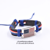 Flag Shape Pattern Braided Bracelet With PU Leather Chain Independence Day Presidents Day Decoration