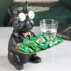 French Bulldog Sculpture Dog Statue Jewelry Storage Table Decoration Home Decor Coin Piggy Bank Storage Tray Home Art Statue