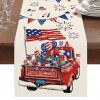 1PC Rectangle Linen Blend Striped Table Runners; Independence Day Home Decoration