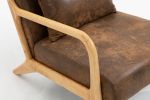 Mid Century Modern Accent Chair with Wood Frame, Upholstered Living Room Chairs with Waist Cushion, Reading Armchair for Bedroom Sunroom