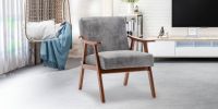 Mid-Century Modern Chair, Living Room Chair with Solid Wood Frame, Accent Chair Extra-Thick Backrest, Wingback Chair for Bedroom, Reading Room, Living