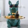 French Bulldog Sculpture Dog Statue Jewelry Storage Table Decoration Home Decor Coin Piggy Bank Storage Tray Home Art Statue