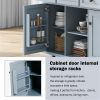 Kitchen Cart with Rubber wood Drop-Leaf Countertop ,Cabinet door internal storage racks,Kitchen Island on 5 Wheels with Storage Cabinet and 3 Drawers