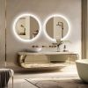 Bathroom Mirror with LED Lights Circle Backlit Illuminated Wall Mounted Lighted Mirror Anti-Fog 3 Colors Change IP65 Dimmable