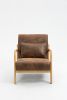 Mid Century Modern Accent Chair with Wood Frame, Upholstered Living Room Chairs with Waist Cushion, Reading Armchair for Bedroom Sunroom