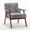 Mid-Century Modern Chair, Living Room Chair with Solid Wood Frame, Accent Chair Extra-Thick Backrest, Wingback Chair for Bedroom, Reading Room, Living